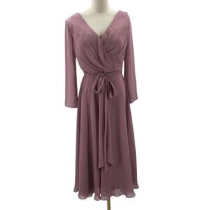 AW BRIDAL 10 L mauve mist long sleeve mother of the bride party dress NEW B97